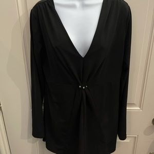 Black empire waist tunic with rhinestone trim